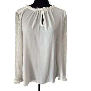 HD in Paris Anthropologie Josie Clipdot semi sheer sleeve Blouse size 10